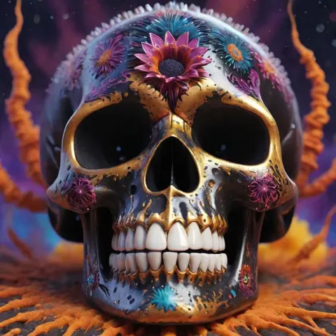 Ferrofluid Skull Dia De Muertos Nebula