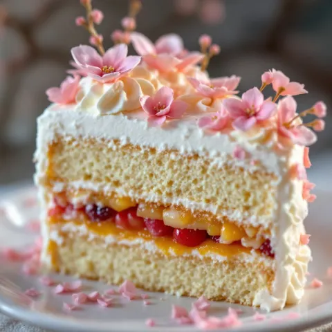 Layered Cake Cherry Blossom Close Up