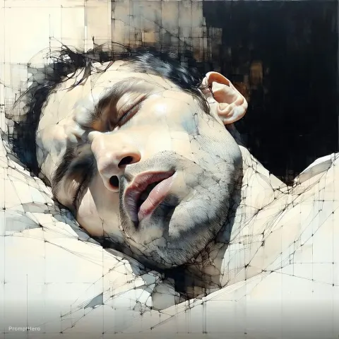 Sleep Portrait Ink Drawing Intricate