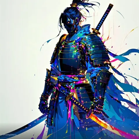 Cyberpunk Shogun Neon Illustration