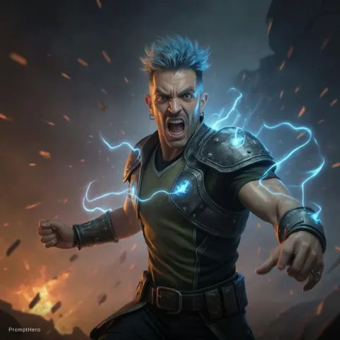 Warrior Blue Hair Battle