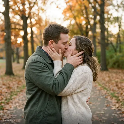 Couple Passionate French Kiss Expression