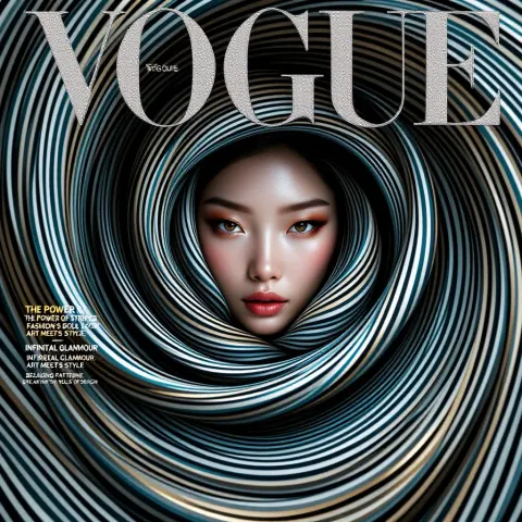 Chinese Woman Vogue Stripes Surreal