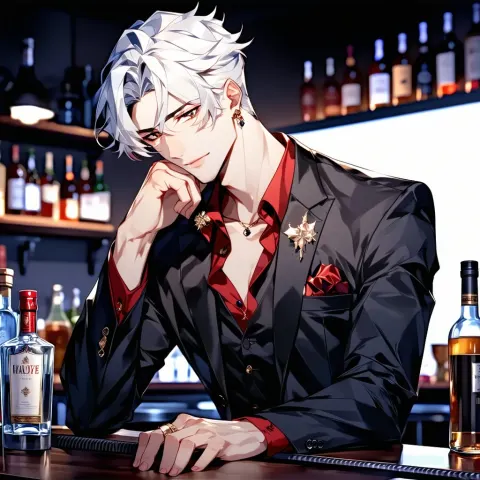 Anime Male Bartender Korean Illustration