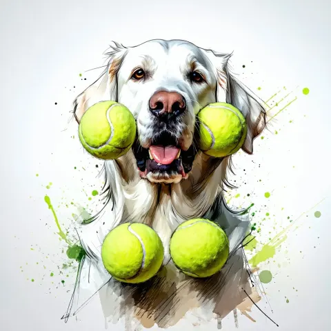 White Labrador Tennis Balls Wax Crayon