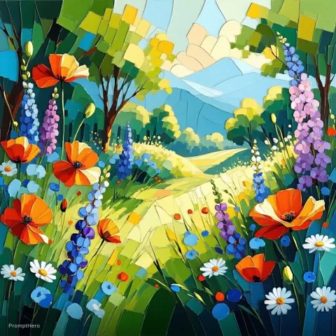 Summer Garden Flowers Acrylic Colorful