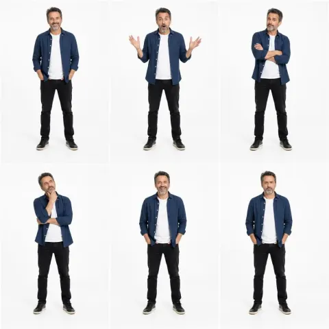 Middle Age Man Six Expressions Studio