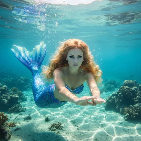 Blonde Mermaid Underwater Crystal Waters