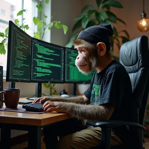 Monkey Programmer Binary Code Matrix