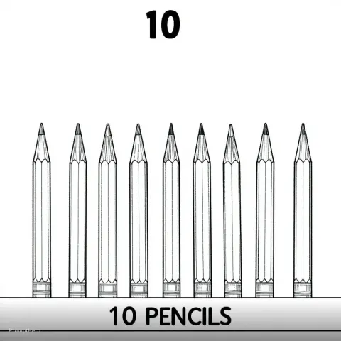 Number Ten Pencils Coloring Book