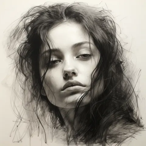 Woman Face Graphite Drawing
