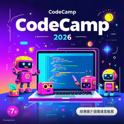 CodeCamp Poster Robot Illustration