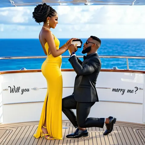 Couple Yacht Proposal Portrait