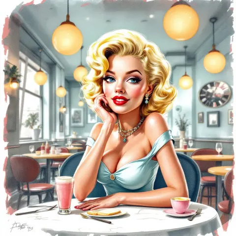 Marilyn Monroe Diner Caricature