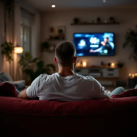 Man Couch Television Night