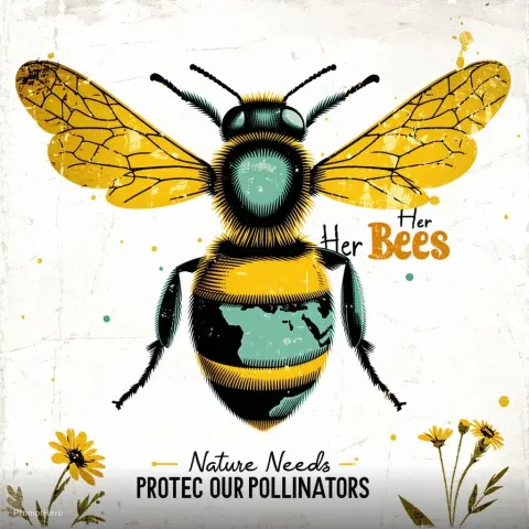 Vintage Bee Earth Wings