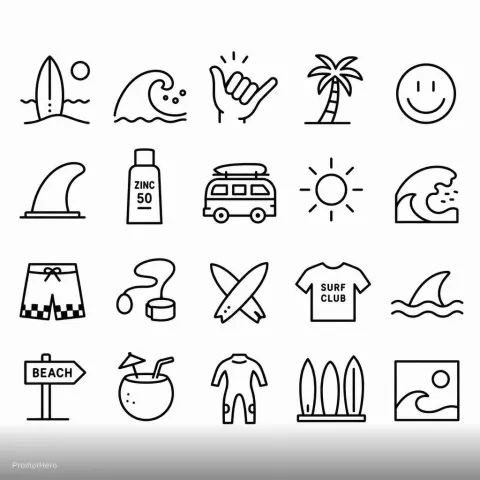 Surf Icon Pack Neo-Brutalist