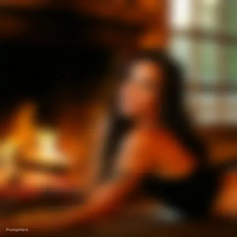 Woman Fireplace Sunset Portrait