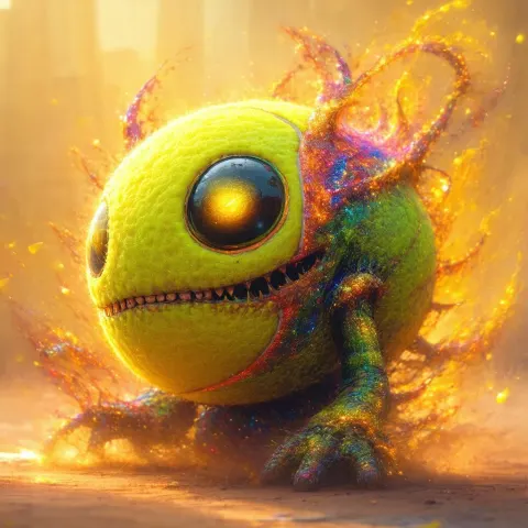 Tennis Ball Monster Alien in Magical Color