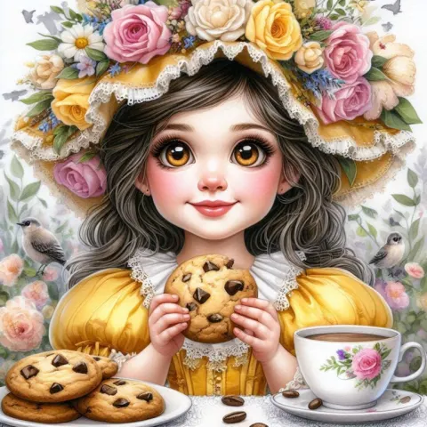 Princess Bella Enjoying Cookies in Garden