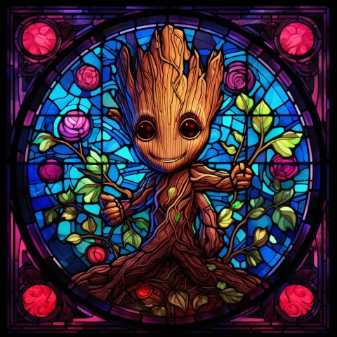 Baby Groot Stained Glass