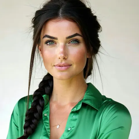 Woman Green Shirt Portrait