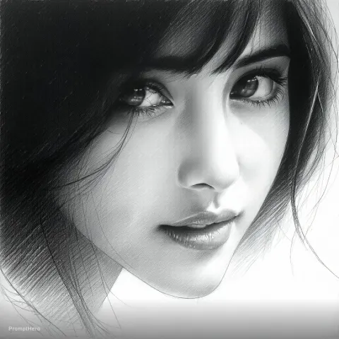 Girl Landscape Pencil Drawing