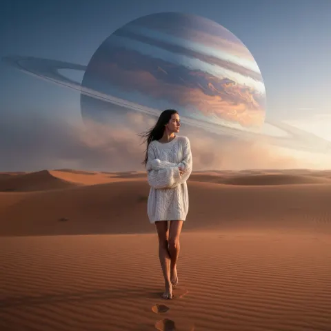 Woman Desert Planet Landscape