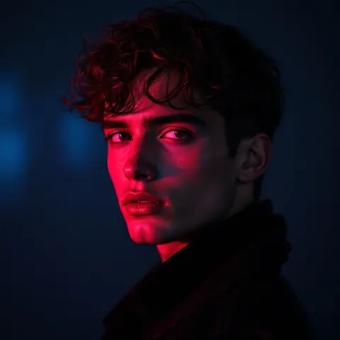 Man Studio Red Blue Lights