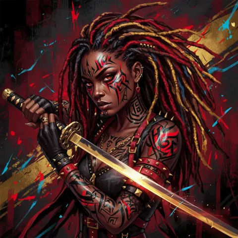 Punk Woman Katana Warrior