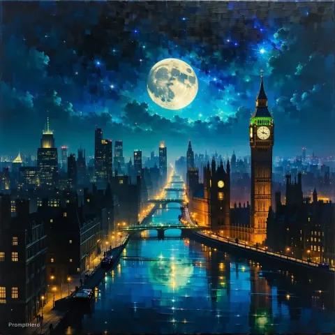 Futuristic Moonlit City Landscape