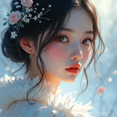 Snow White Painted in Ethereal Digital Elegance
