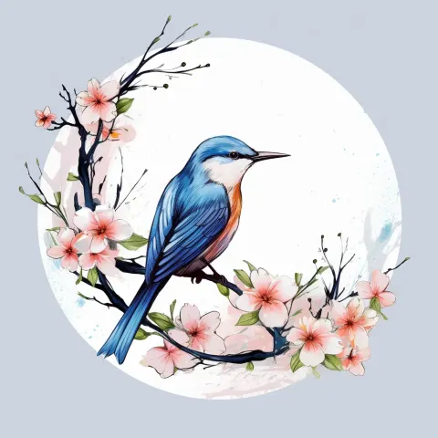 Bird Branch Vintage Tshirt Design