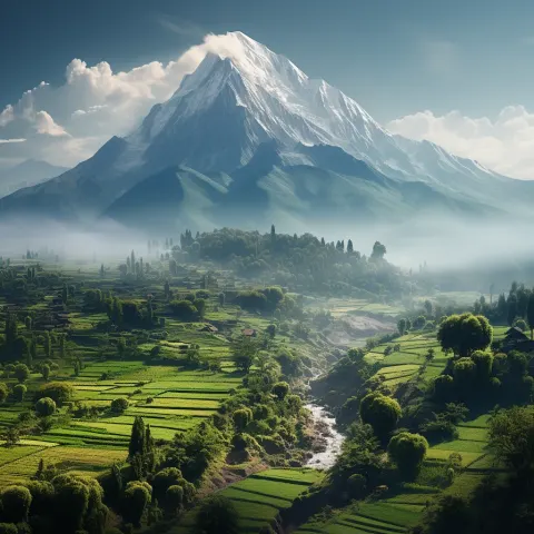 Mountain Beautiful Farmland Landscape