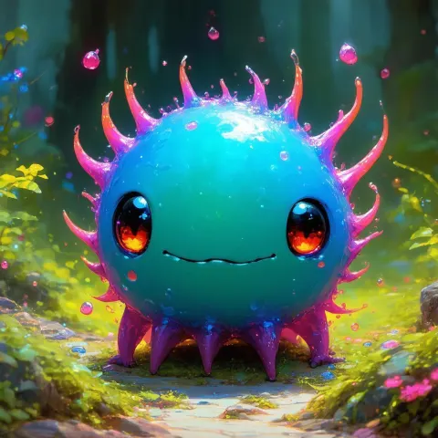 Adorable Beholder in Vibrant Fantasy Anime