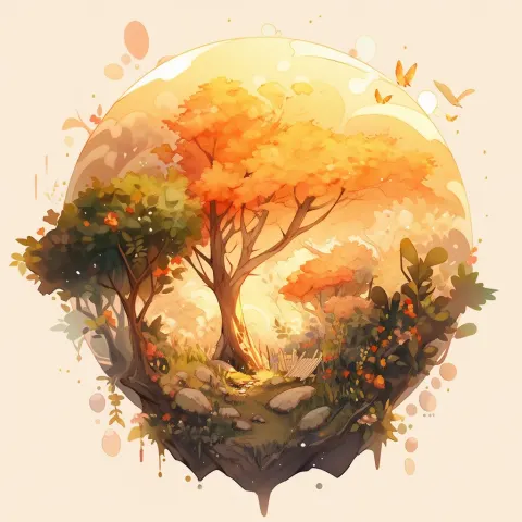 Golden Tree Nature Icon