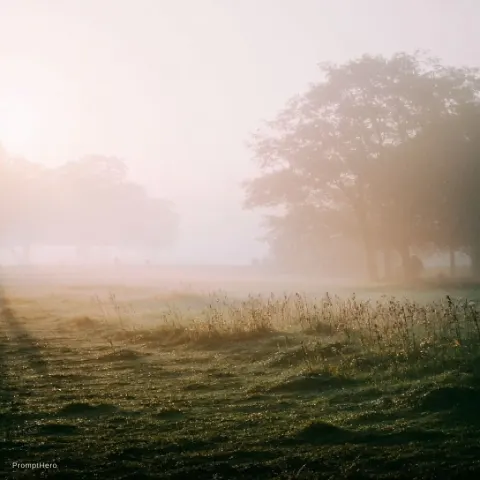 Misty Meadow Dawn Landscape