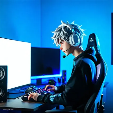 Professional Gamer Boy Gaming