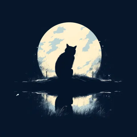Cat Moon Minimalist Tshirt