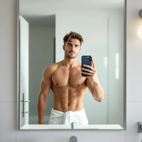 Man Bathroom Mirror Selfie