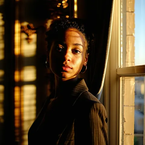 Woman Window Portrait Serene