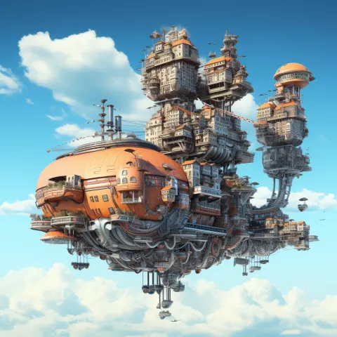 Floating Scifi Building Sky