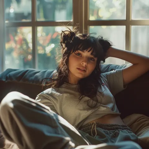 Woman Couch Window Morning