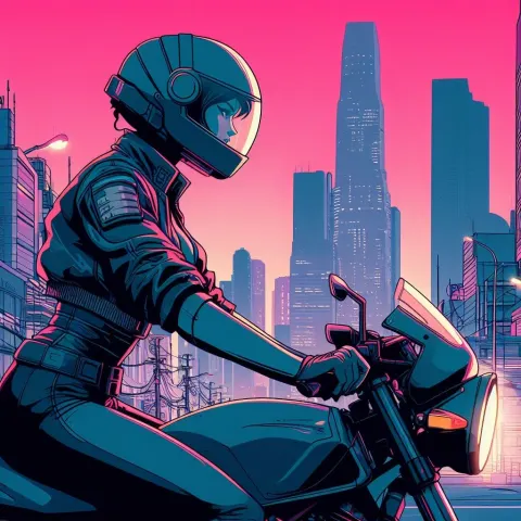 Motorcycle Neotokyo Anime Woman