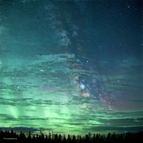 Northern Lights Forest Night