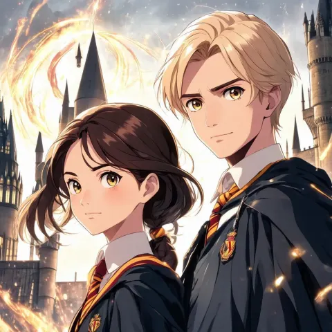 Draco and Hermione Under Hogwarts Auras