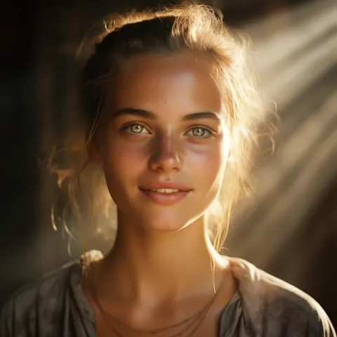 Estonian Woman Sunlit Fog Portrait