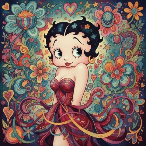 Betty Boop Abstract Hippy Flowers