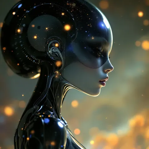 Elegant Alien Woman Cosmic Portrait