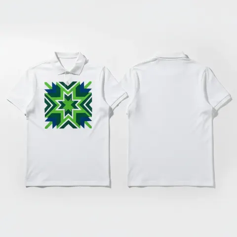 White Polo Shirt Flat Lay Geometric